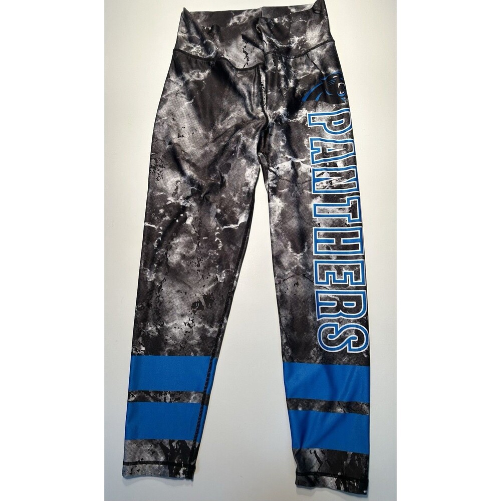Carolina Panthers NFL Team Apparel Womens Black Gray Leggings Size L Large NWOT